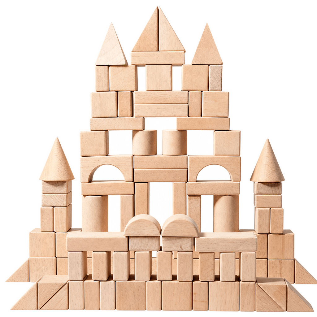 Beech wood building set – 100 blocks