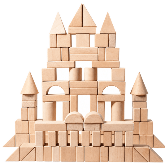 Beech wood building set – 100 blocks