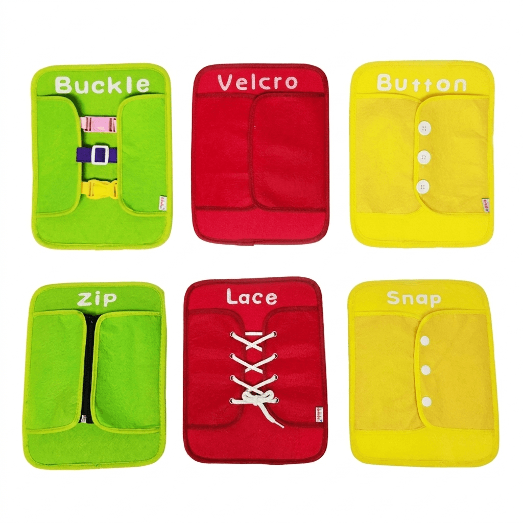 Toddler Dressing Practice Board – Montessori Skill Learning Toy for Independence & Coordination