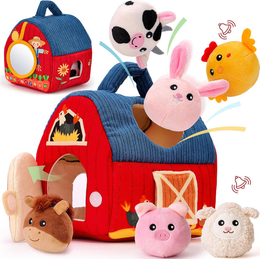 Montessori Farm Animal Plush Toys – Soft Cuddly Stuffed Animals for Kids