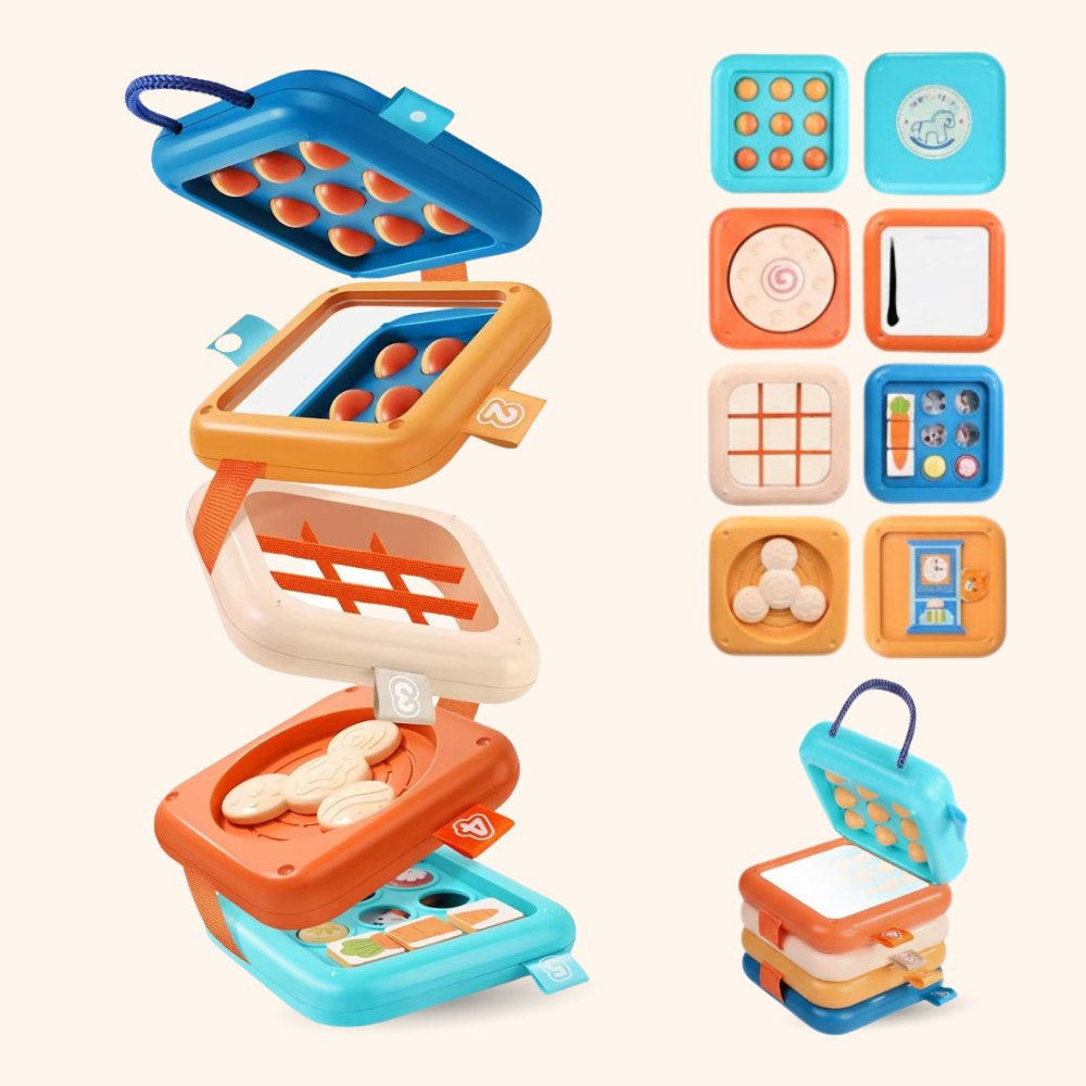 7-in-1 Montessori Activity Cube for Toddlers – Wooden Fine Motor & Sensory Learning Toy