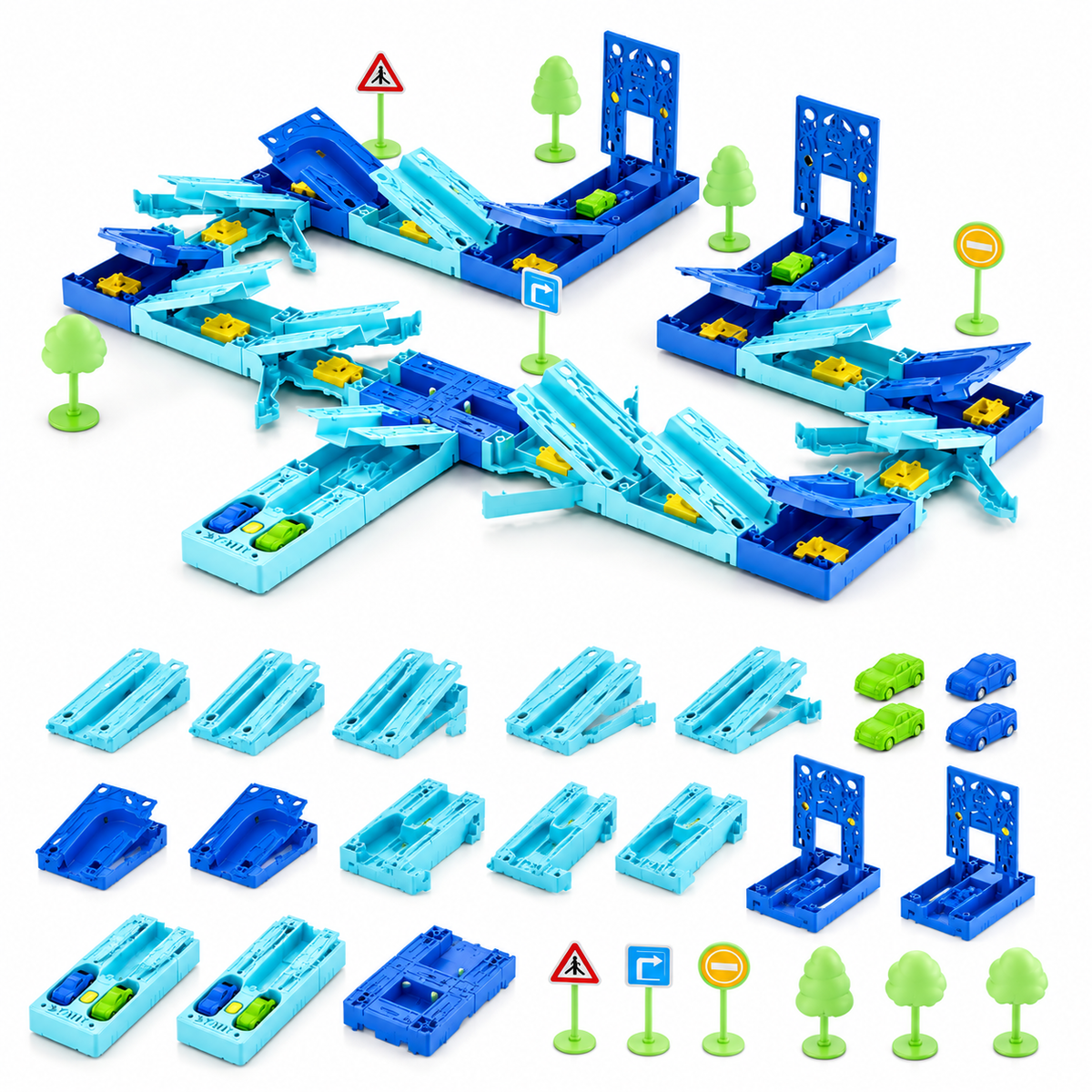 Build-your-own track with gravity-powered racing