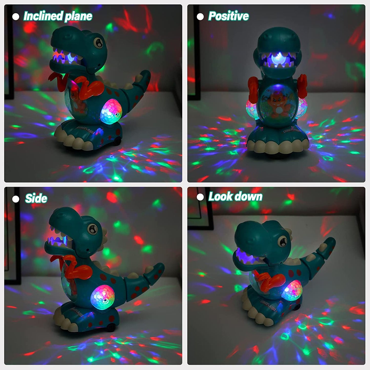 Electric Walking Dinosaur Toy with LED Lights and Music