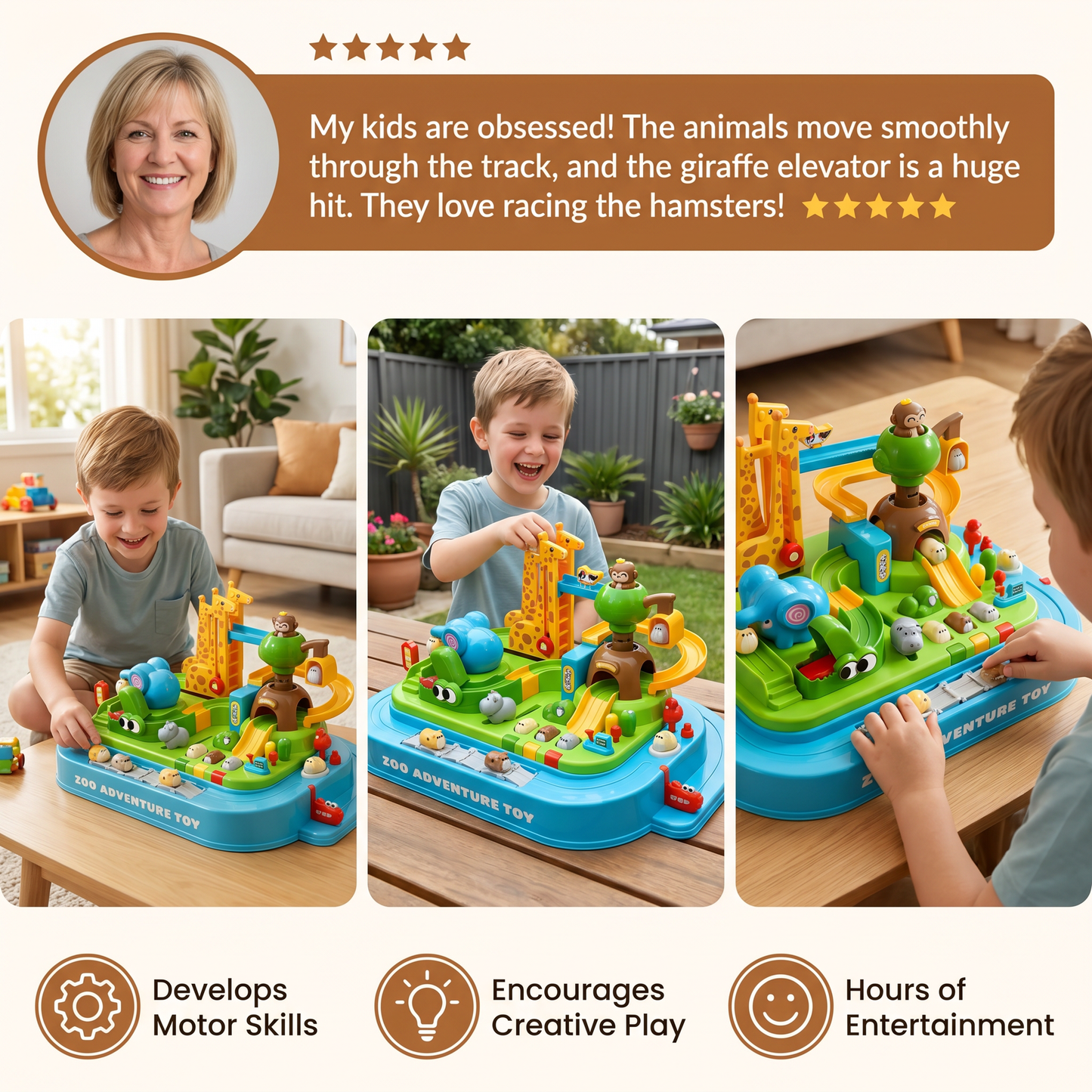 Zoo Adventure Animal Track Playset for Kids