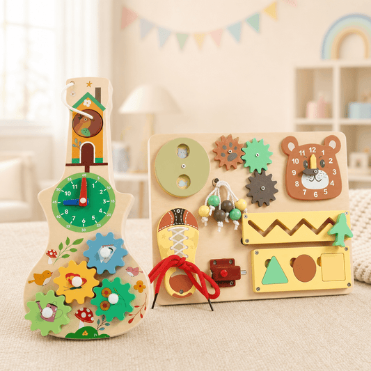 Wooden Gear Busy Board – Clock and Fine Motor Activity Toy