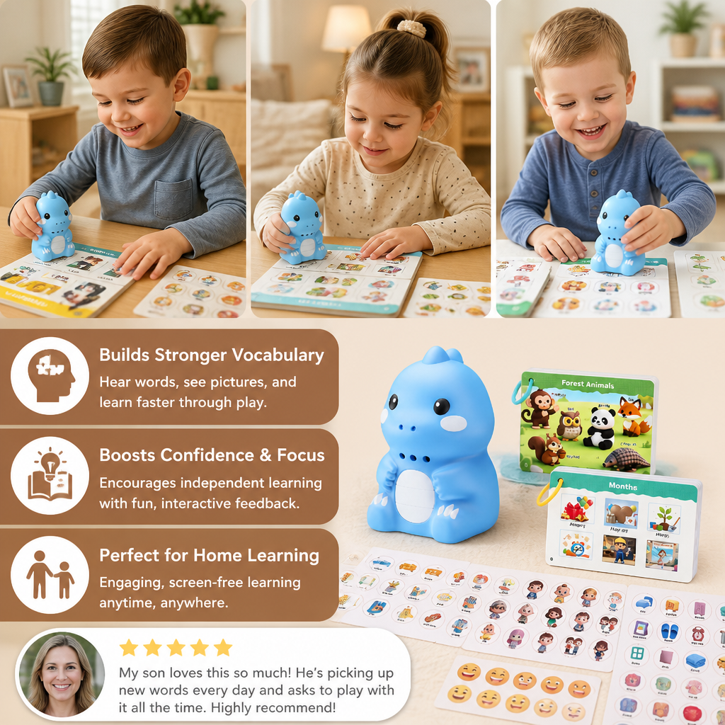 Dinosaur Talking Flash Cards and Stickers – Phonics and First Words Set