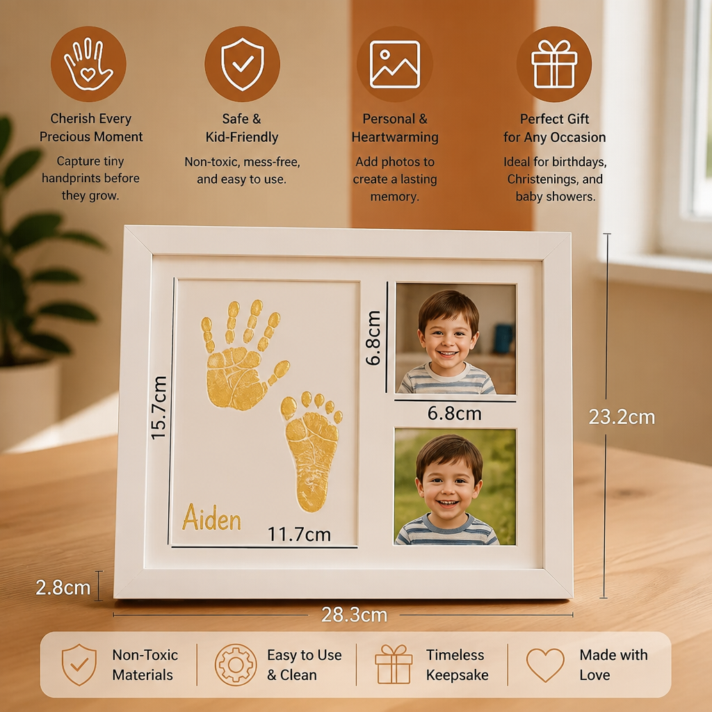 Kids’ Handprint Keepsake Frame Kit with Two Photo Spaces