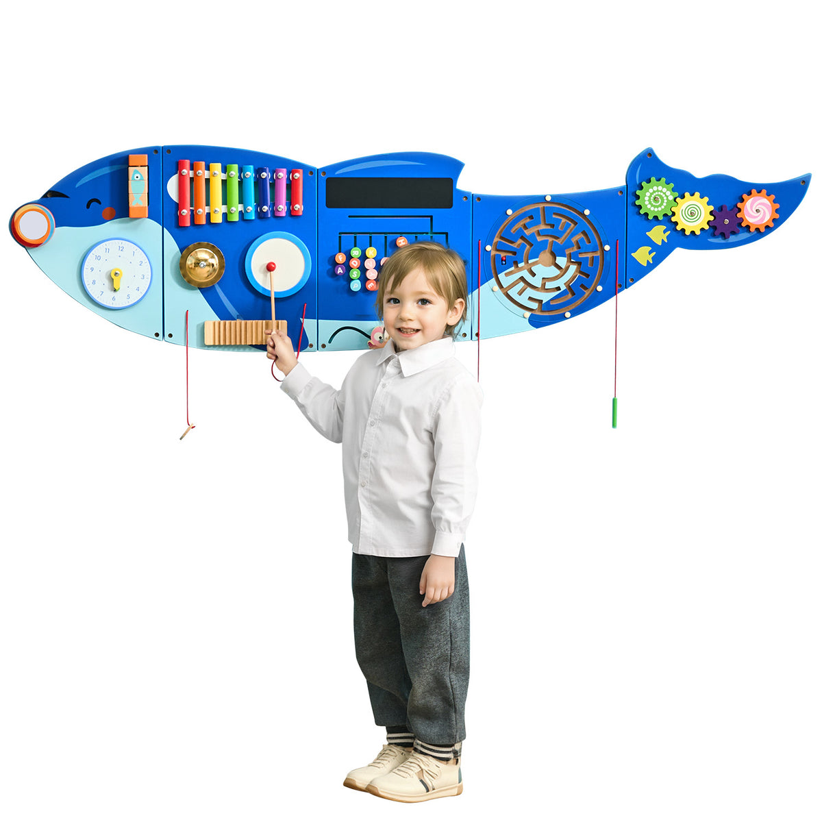 Orca Wall-Mounted Activity Board with 12 Hands-On Activities
