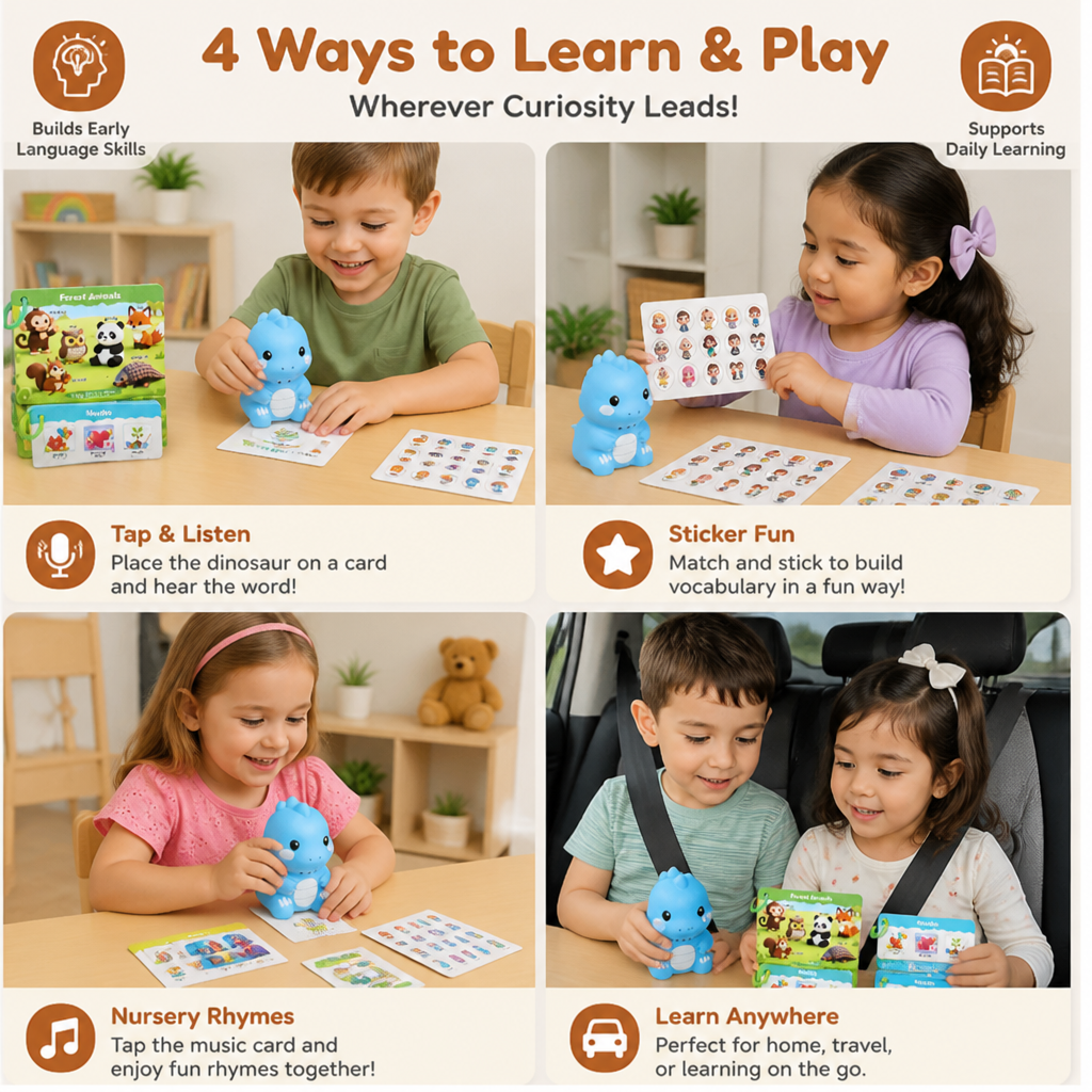Dinosaur Talking Flash Cards and Stickers – Phonics and First Words Set