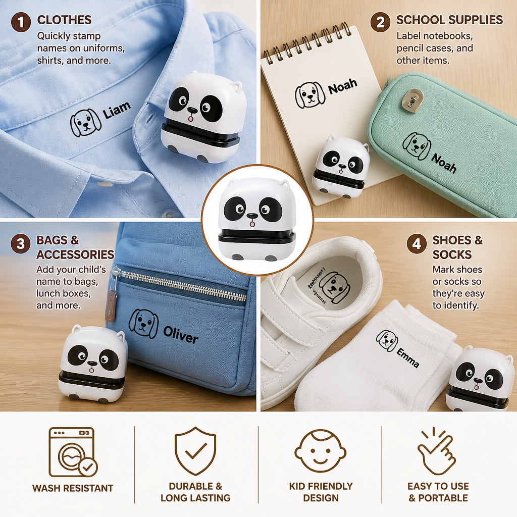 Personalised Kids’ Name Stamp for Clothing and School Supplies