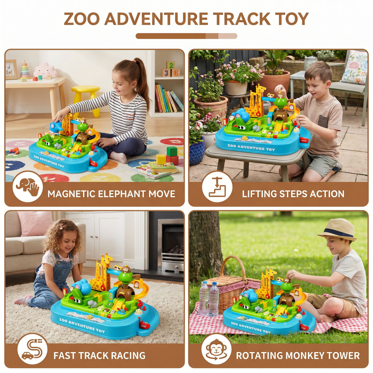 Zoo Adventure Animal Track Playset for Kids