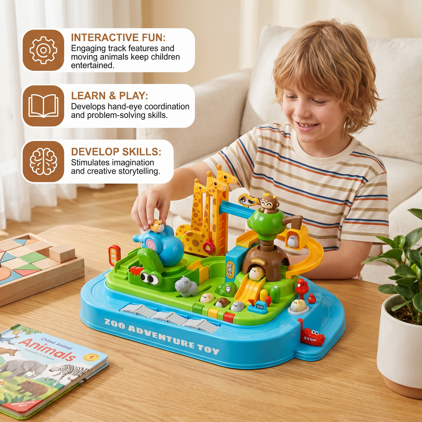 Zoo Adventure Animal Track Playset for Kids