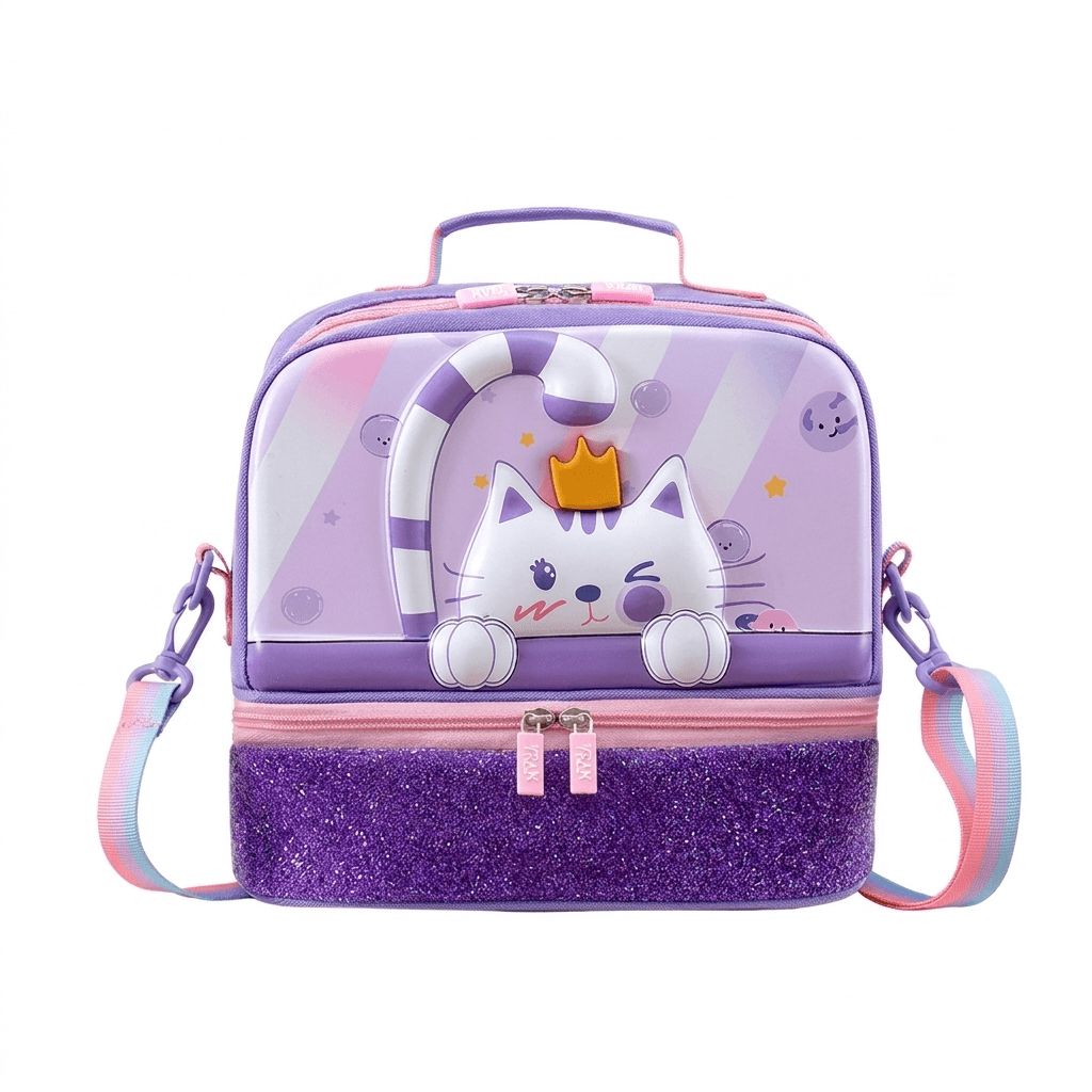 Insulated Double Layer Kids Lunch Bag for School, Thermal Food Storage Tote