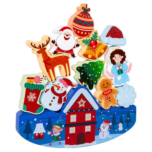 Montessori Christmas Stacking Toy for Toddlers – Festive Wooden Balancing Game for Fine Motor Skills