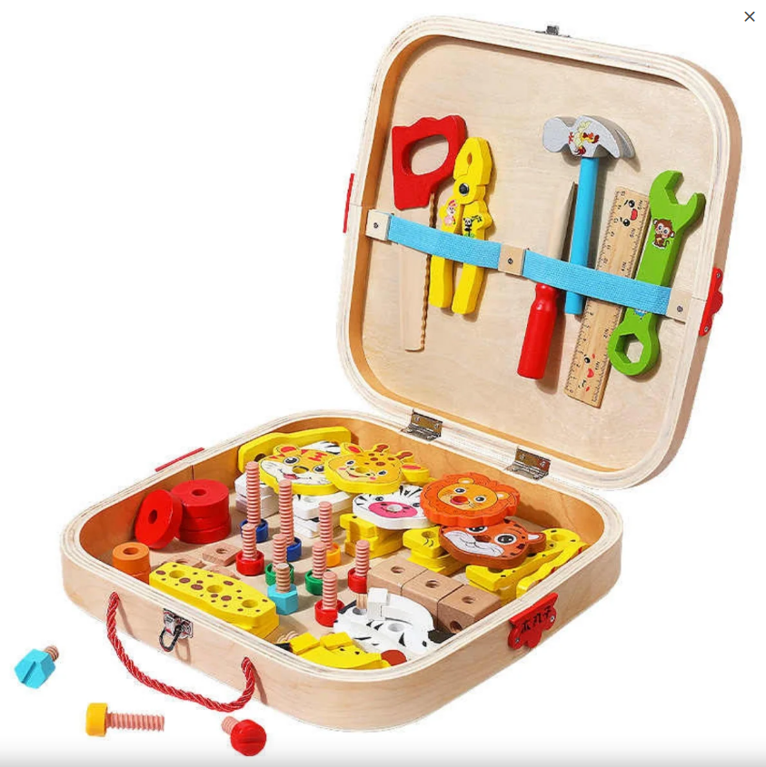 Montessori Wooden Tool Box for Kids – DIY Assembly & Building Construction Toy