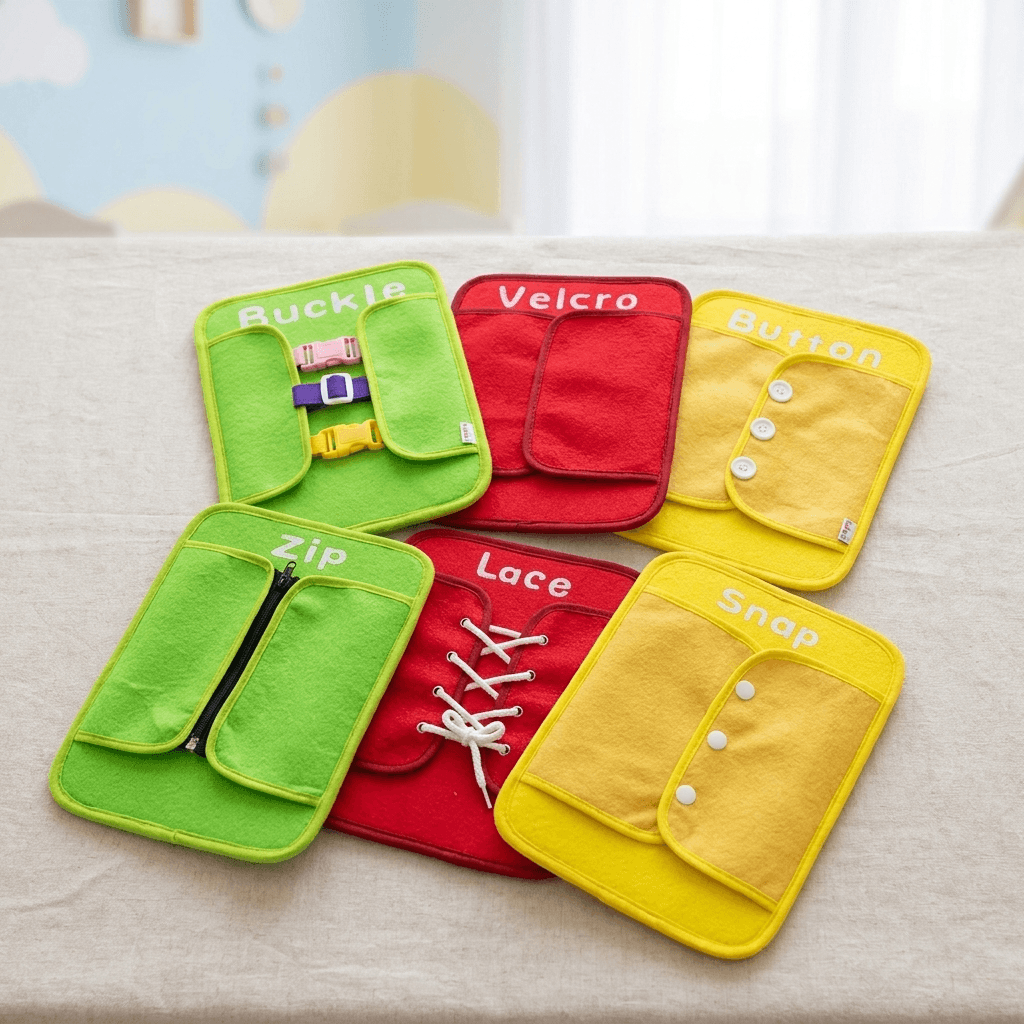 Toddler Dressing Practice Board – Montessori Skill Learning Toy for Independence & Coordination