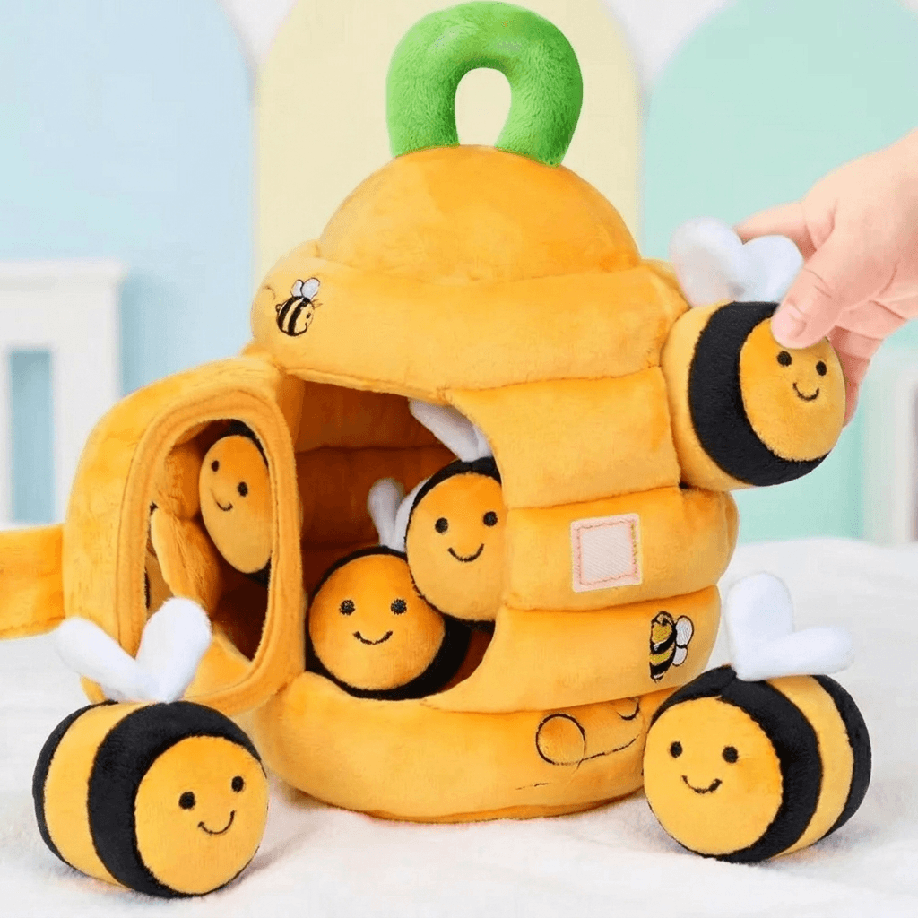 Baby Sensory Activity Toy Plush Bee Rattle for Newborns, Grasping & Early Development