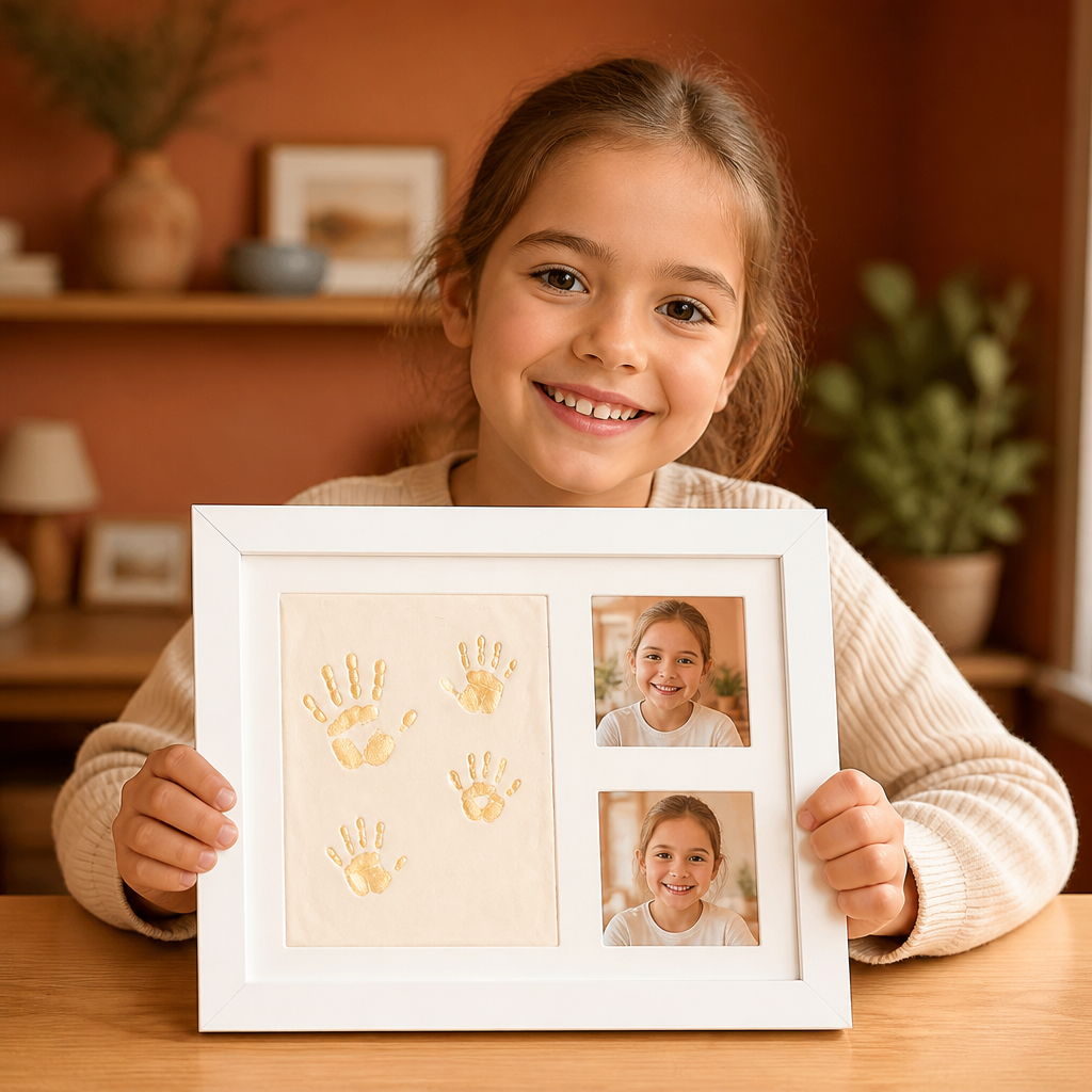 Kids’ Handprint Keepsake Frame Kit with Two Photo Spaces