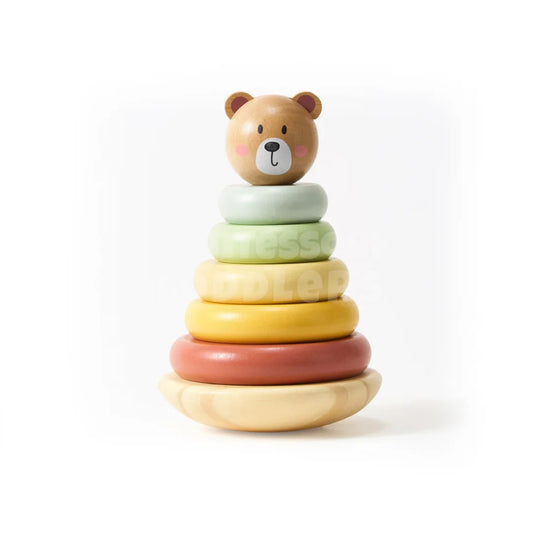 Montessori Wooden Bear Stacking Tower for Toddlers – Balance & Fine Motor Skills Toy