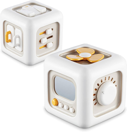 Montessori Sensory Exploration Cube – Wooden Activity Learning Toy for Babies & Toddlers