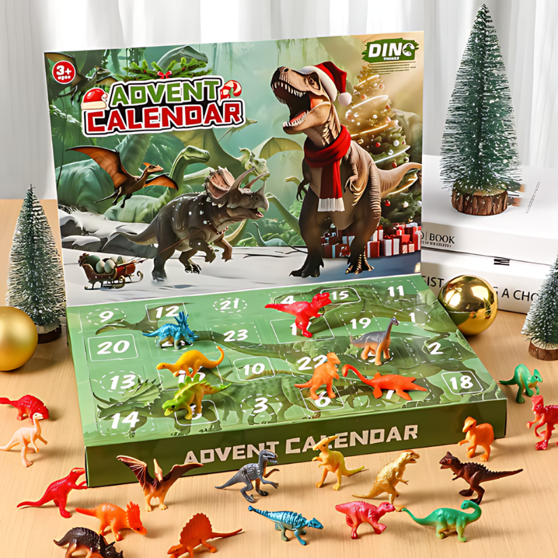 Dinosaur Advent Calendar for Kids – 24-Day Christmas Countdown with Surprise Dino Toys