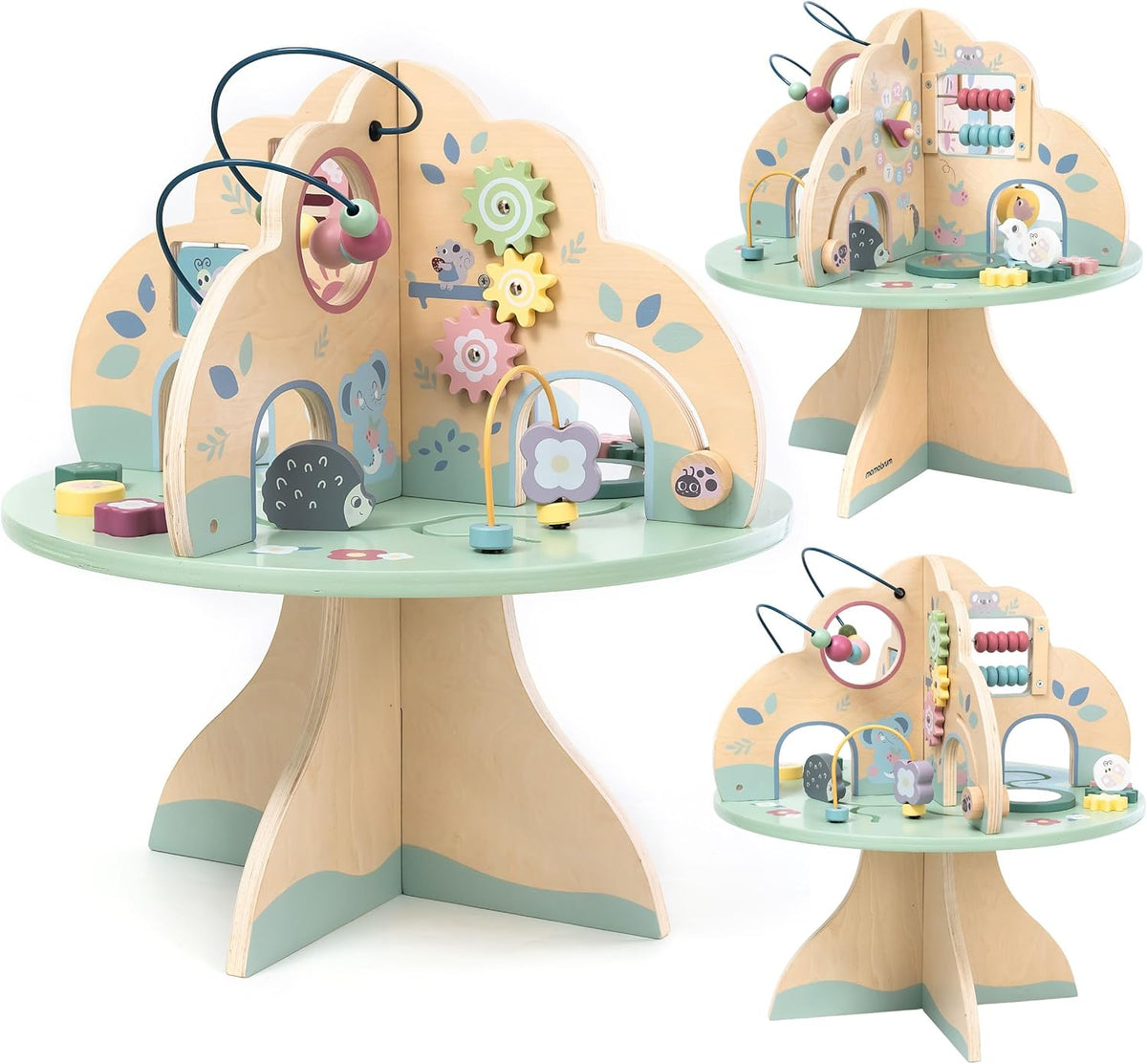 Wooden Activity Table with Abacus, Shape Sorter and Clock