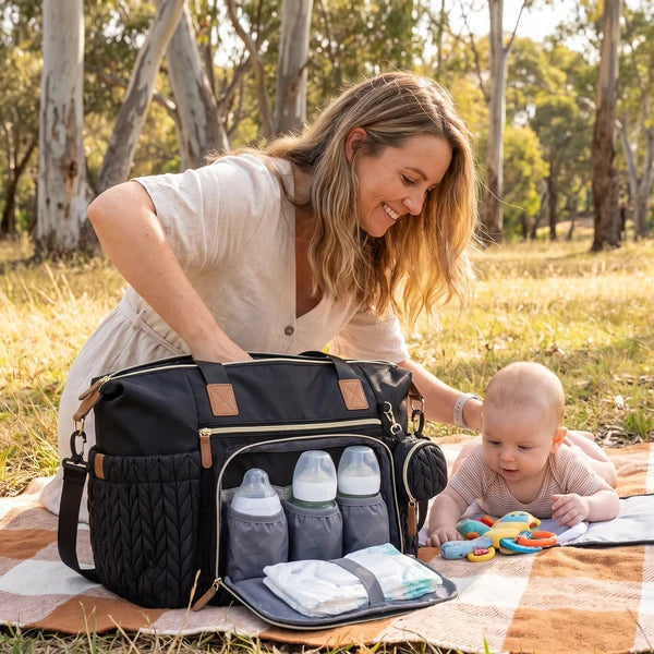 Waterproof Nappy Tote Bag with Change Mat and Dummy Case