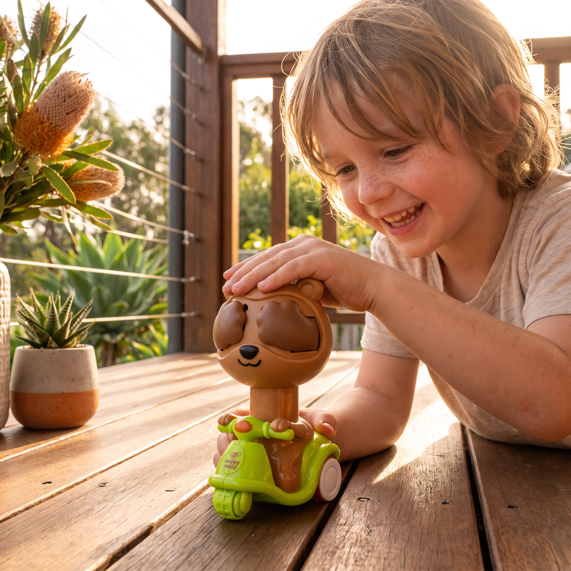 Press-and-go animal motorcycle toy