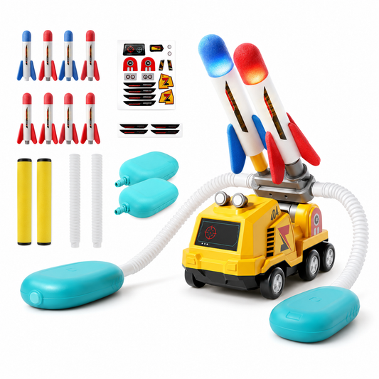 Rocket Launcher Truck Toy with Dual Foam Rockets, Outdoor Kids Action Game