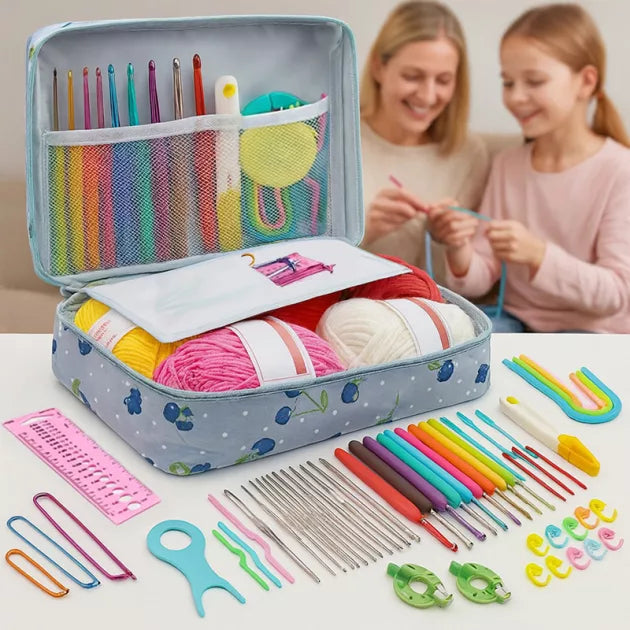 Kids Crochet Starter Kit for Beginners – DIY Amigurumi Animal Craft Set with Yarn & Hook