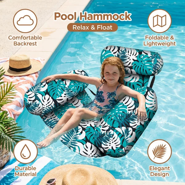Inflatable Pool Hammock Float with Backrest