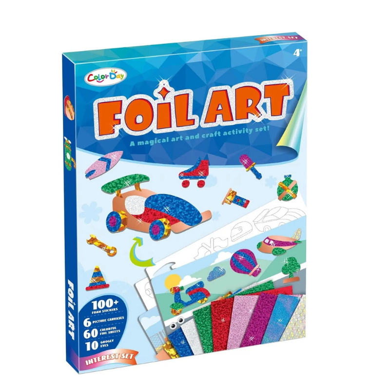 Kids Foil Art Craft Kit – DIY Sticker & Metallic Foil Art Set for Creative Play