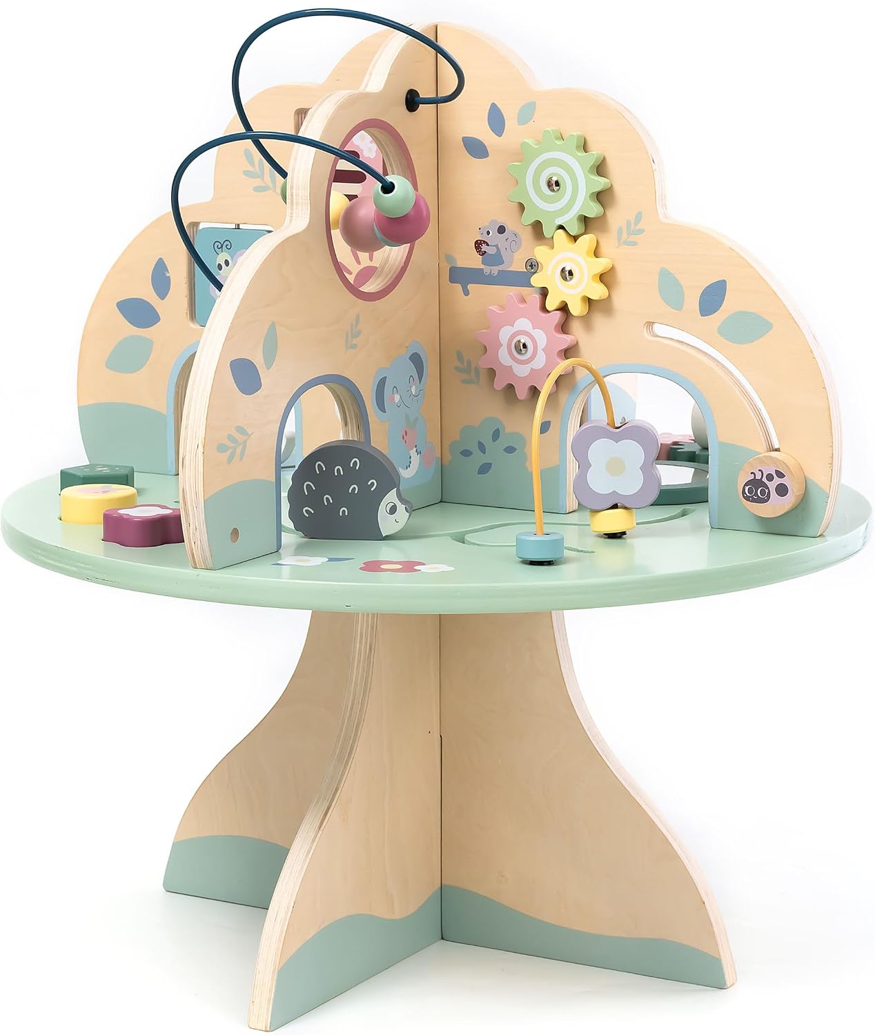 Wooden Activity Table with Abacus, Shape Sorter and Clock