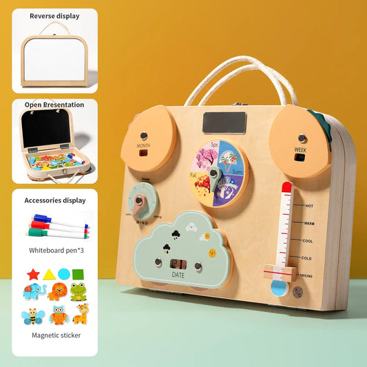 Montessori Busy Board with LED Light – Wooden Sensory Activity Toy for Toddlers