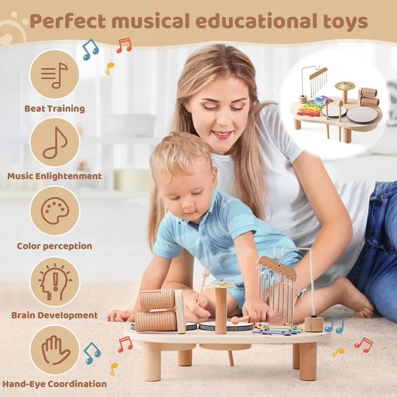 Montessori Toddler Music Set – Wooden Musical Instruments (Percussion & Rhythm), Early Learning Gift