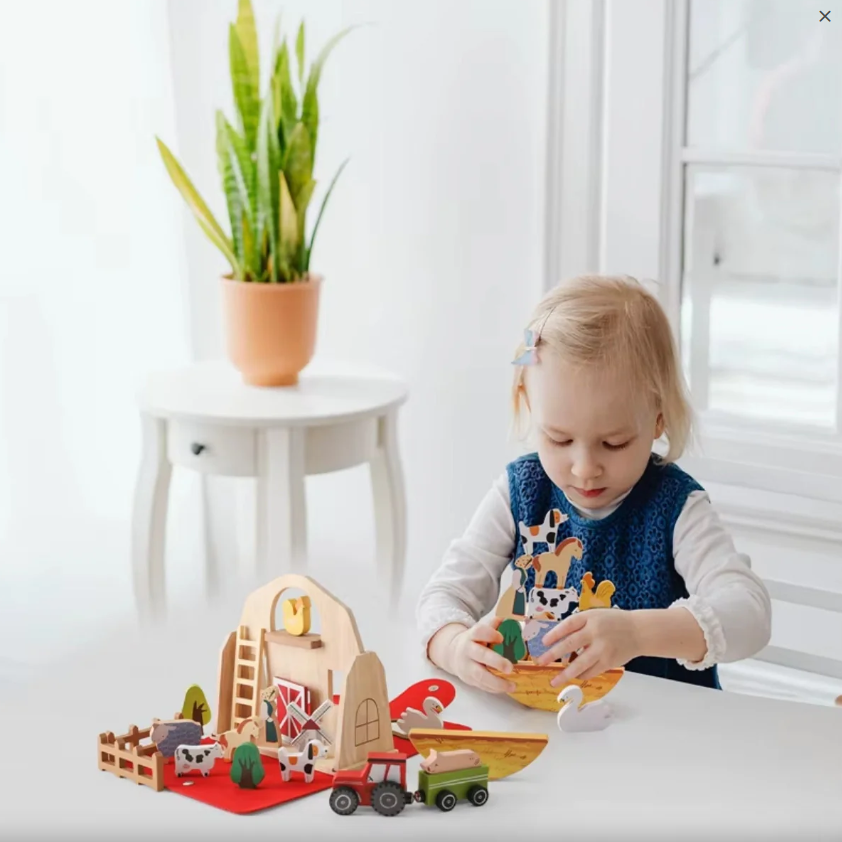 Montessori Wooden Farm Animal Play Set – Toddler Pretend Play & Educational Toy
