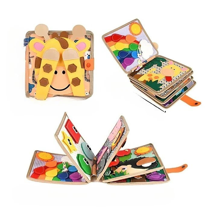 Montessori Busy Book for Kids – Portable Sensory Activity Book with Textures & Fasteners for Early Learning