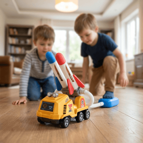 Rocket Launcher Truck Toy with Dual Foam Rockets, Outdoor Kids Action Game