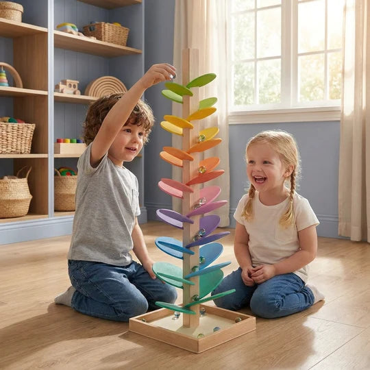 Montessori Rainbow Marble Run Tower for Kids
