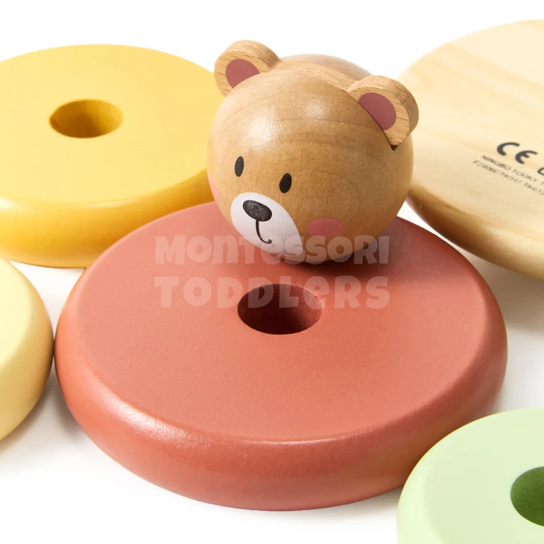 Montessori Wooden Bear Stacking Tower for Toddlers – Balance & Fine Motor Skills Toy