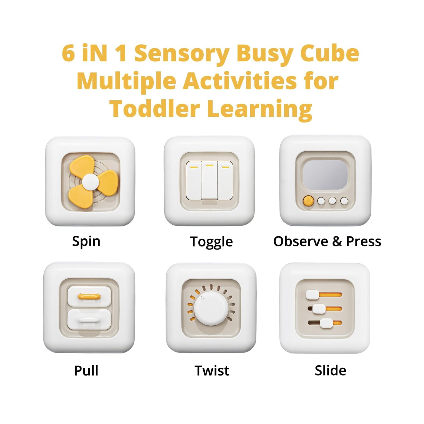 Montessori Wooden Activity Cube for Toddlers – 6-in-1 Educational Motor Skills Toy