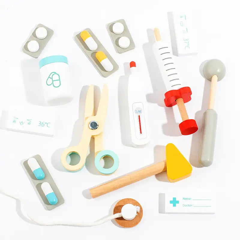 Montessori Wooden Doctor Kit for Toddlers – Pretend Play Medical Toy Set