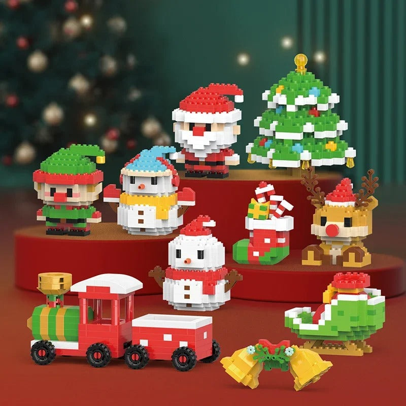 Building Block Christmas Figures – Family Holiday Decor Toy Kit