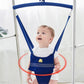 Suspended baby jumper with fabric-covered spring