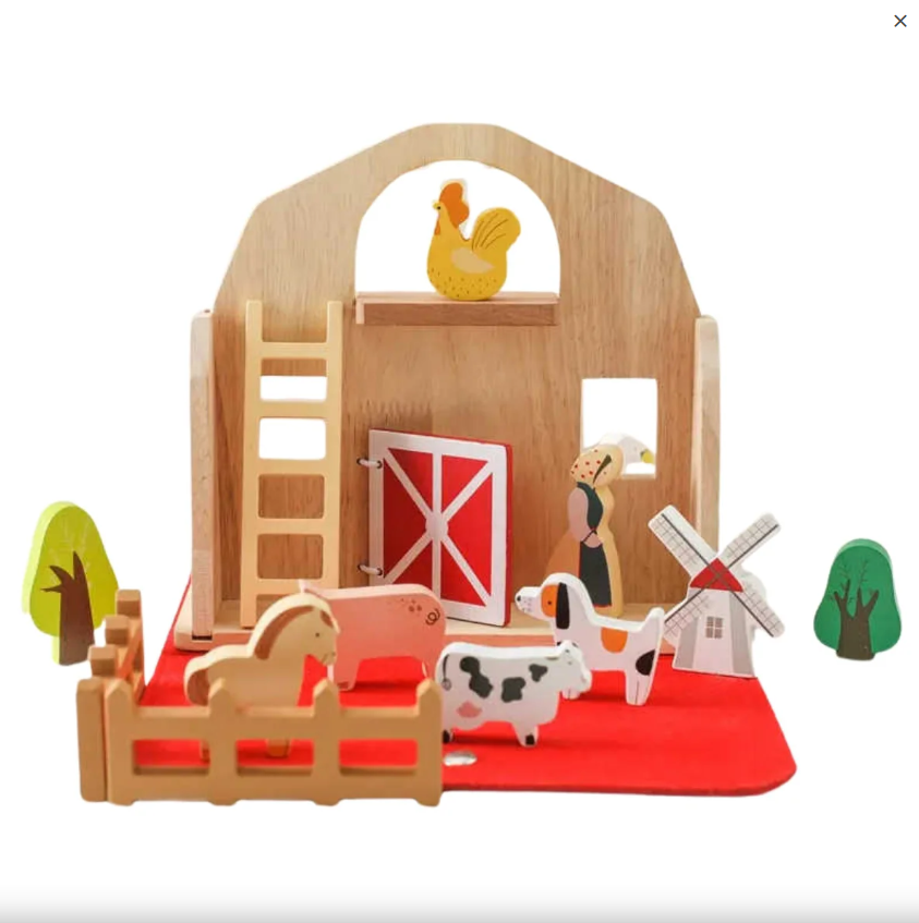 Montessori Wooden Farm Animal Play Set – Toddler Pretend Play & Educational Toy