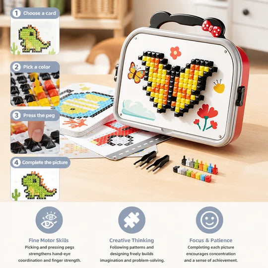 Montessori Mushroom Pegboard Mosaic Puzzle for Kids