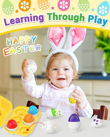 Montessori Hide & Squeak Easter Eggs Toy – Color Matching Sensory Learning Game for Toddlers
