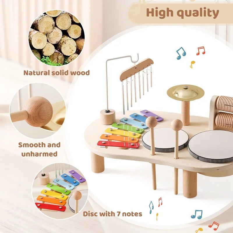 Montessori Toddler Music Set – Wooden Musical Instruments (Percussion & Rhythm), Early Learning Gift