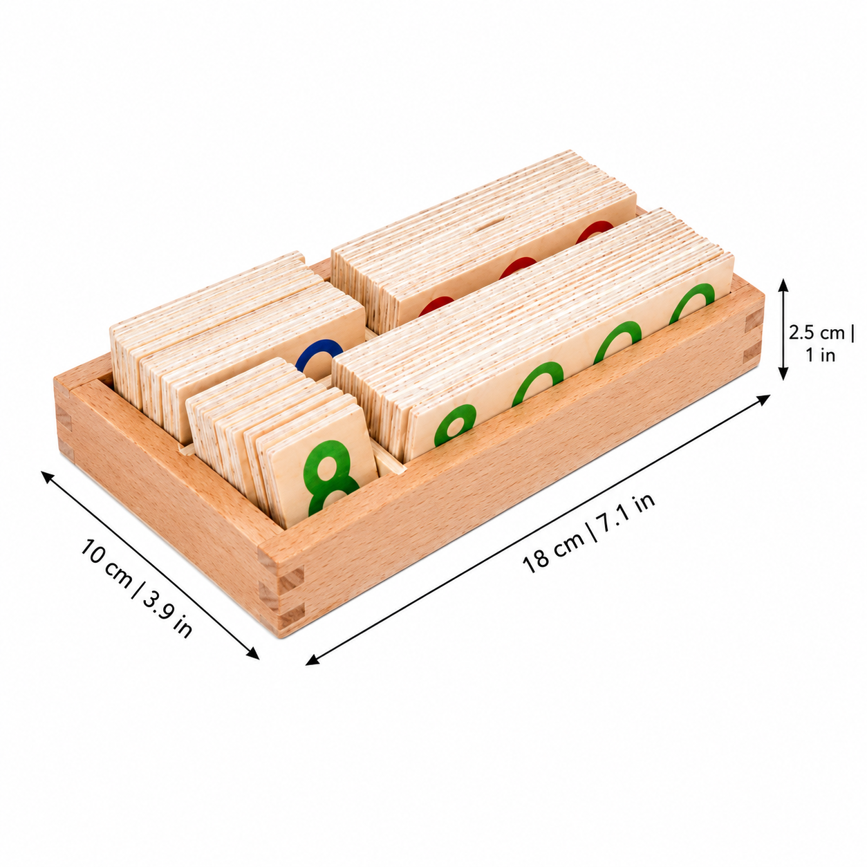 Wooden Montessori Number Cards for Early Math Learning, Counting & Number Recognition