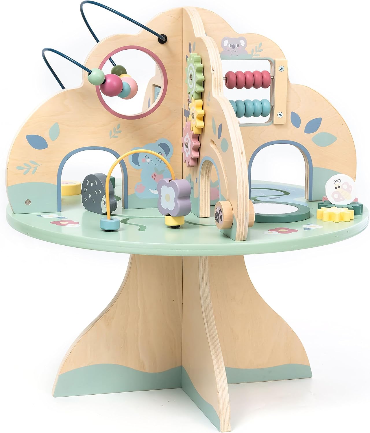 Wooden Activity Table with Abacus, Shape Sorter and Clock